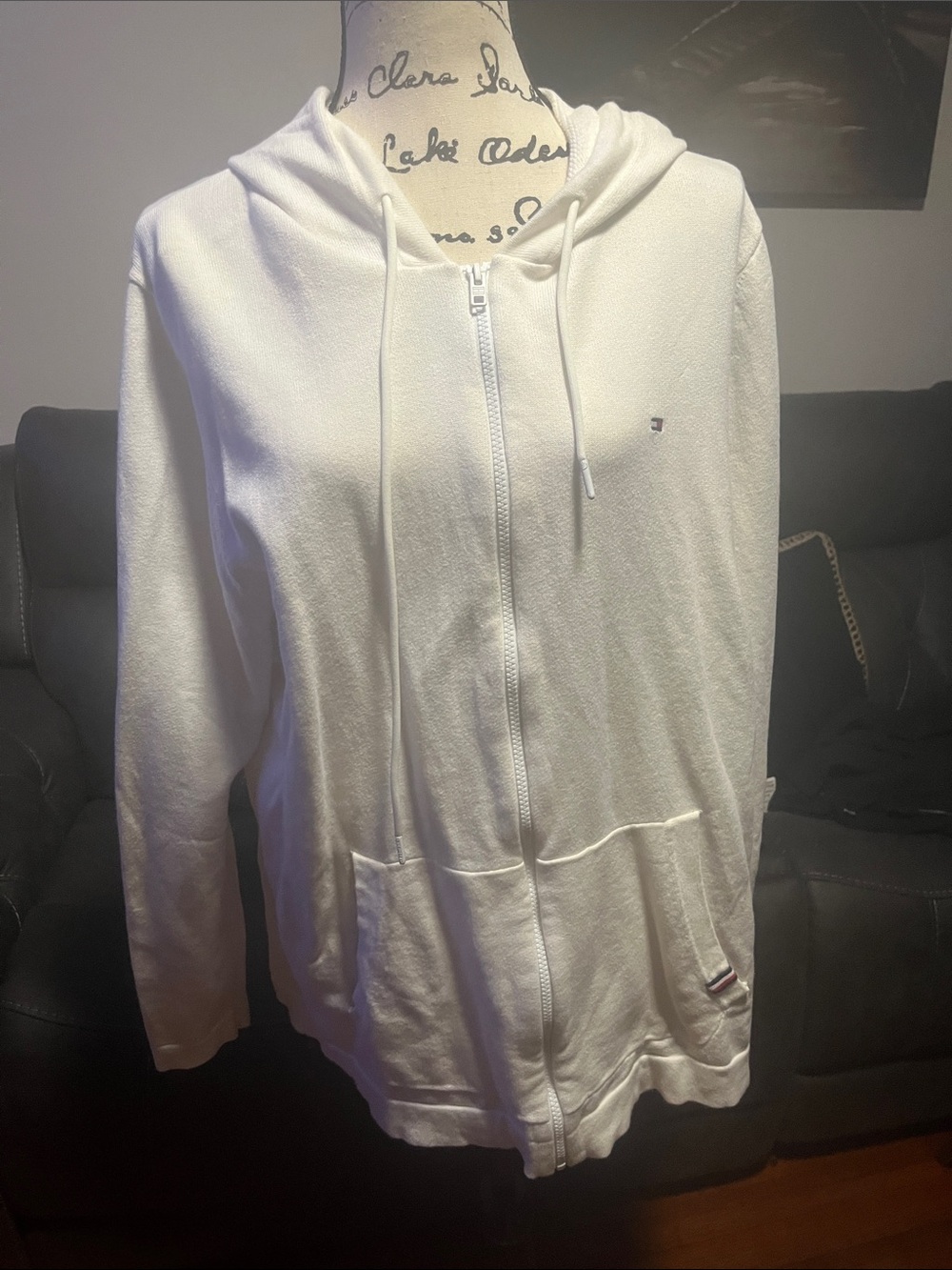 Tommy Hilfiger White Zip-Up Hooded Cardigan